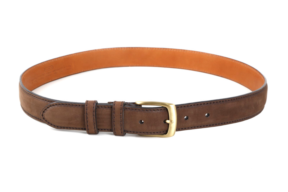 Coach Vintage Brown Leather Contrast Stitch Brass Buckle Belt Size 36 / 90